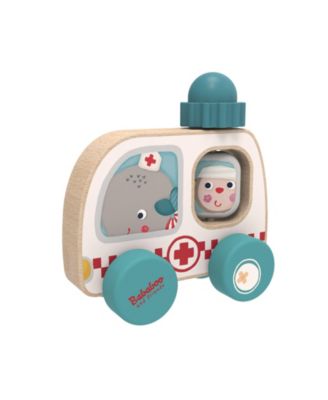 Wilma Whale Ambulance Wooden Toy Vehicle with Rotating Blue Light