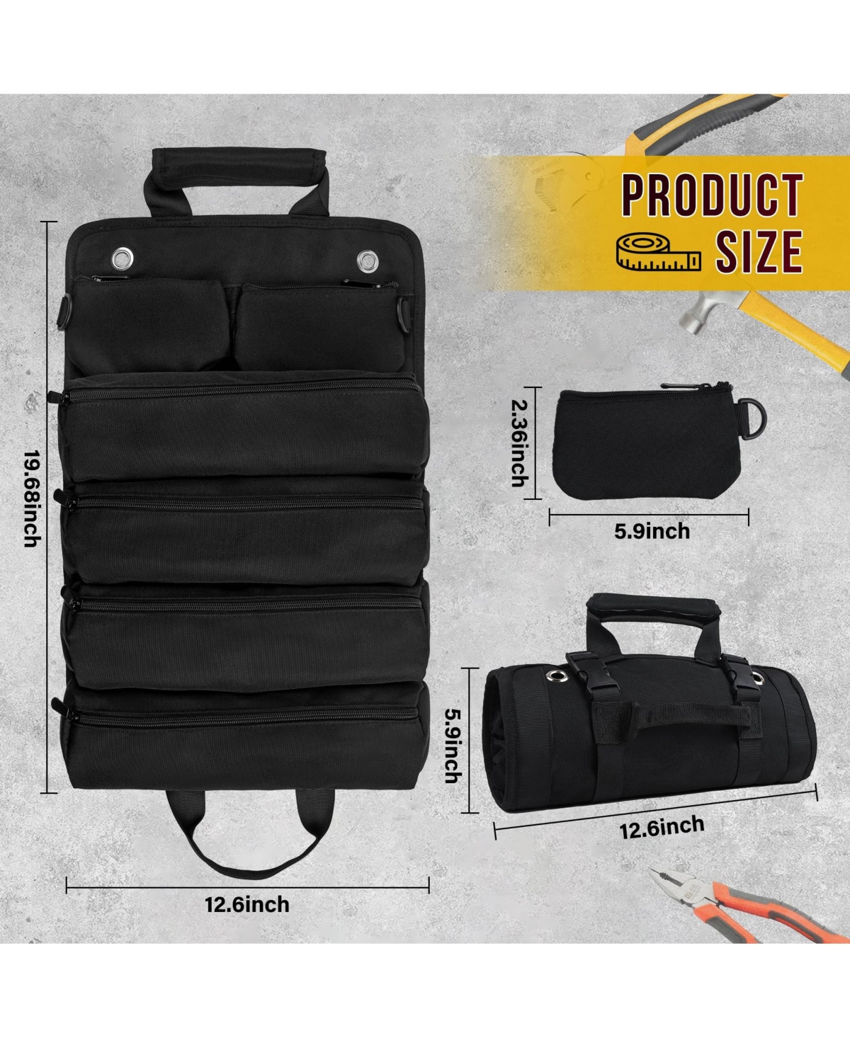 Xdovet Tool Bag Organizer Roll Up Mechanic Electrician Hobbyist Car