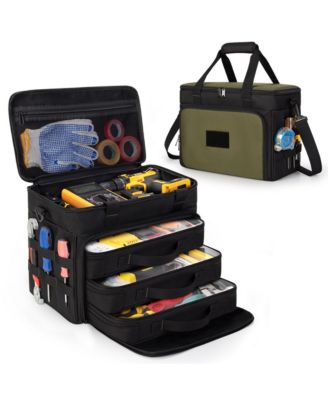 2 Layers Tool Bag With Window Removable Cases Heavy Duty Tote Molle Webbing Detachable Shoulder