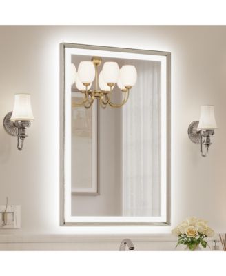 LED Bathroom Mirror with Front and Backlight, Adjustable Color Temperature and Brightness and Shatterproof Glass, Anti-Fog and Memory Function