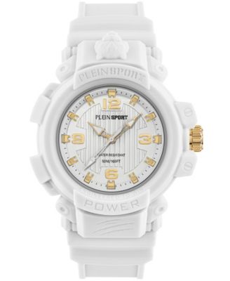 New Combat Men's Quartz Round White Silicone Case Watch 44mm