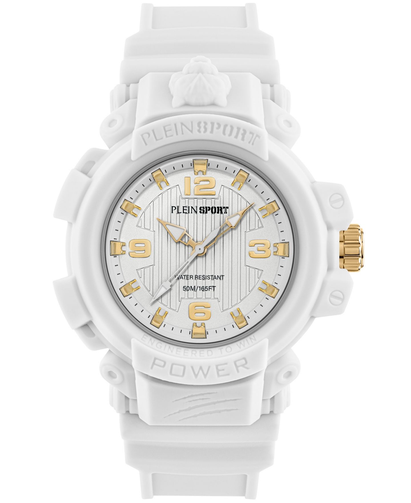 Мужские часы Plein Sport New Combat Quartz Round White Silicone Case 44mm — фото 1