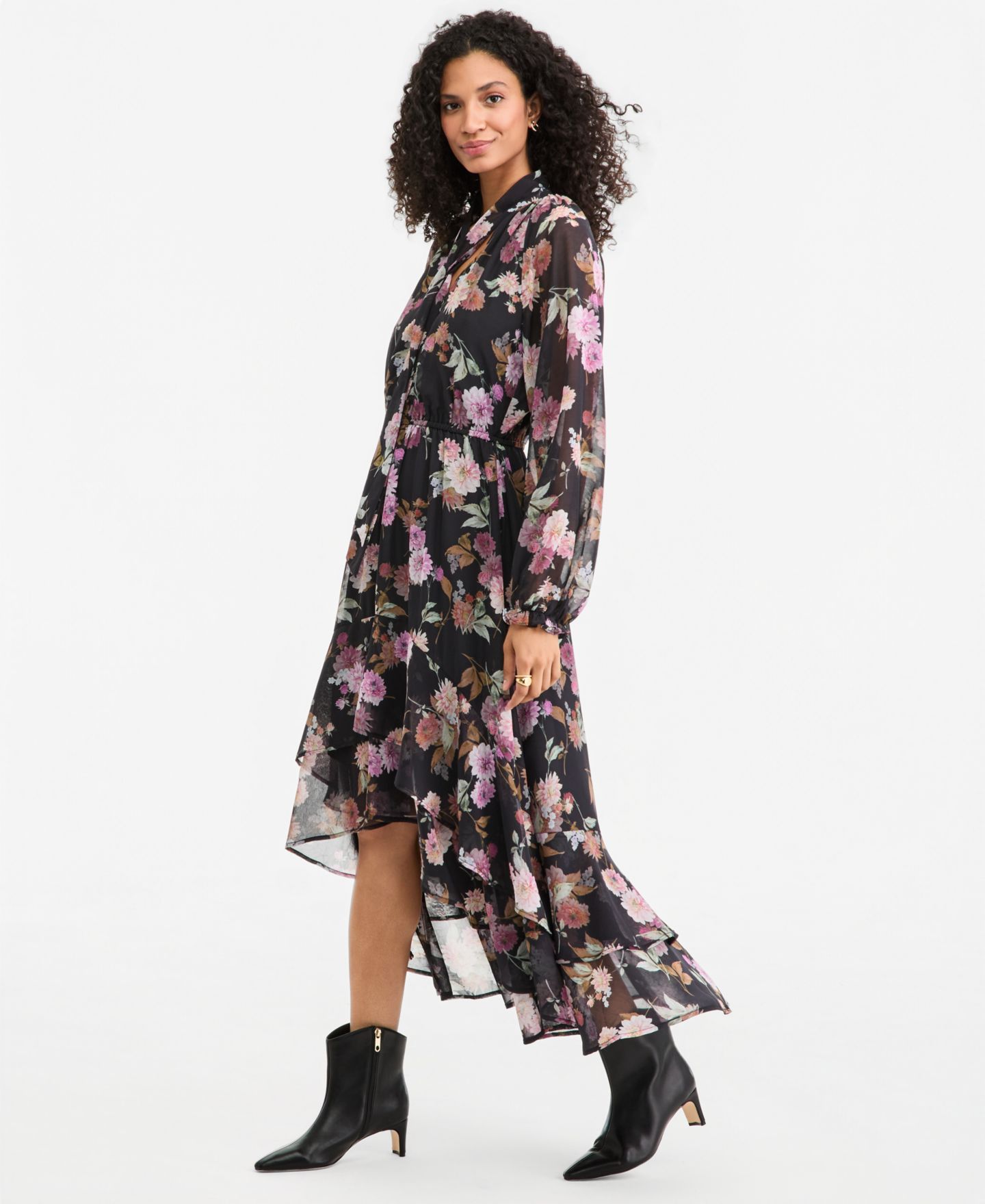 Женское платье On 34th Long-Sleeve Floral High-Low, цвет: С принтом — фото 3
