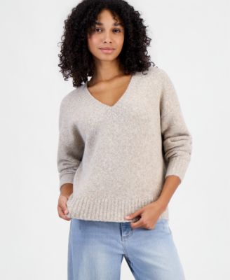 Women's Marled Long-Sleeve V-Neck Pullover