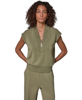 Women's Half-Zip V-Neck Dolman Top