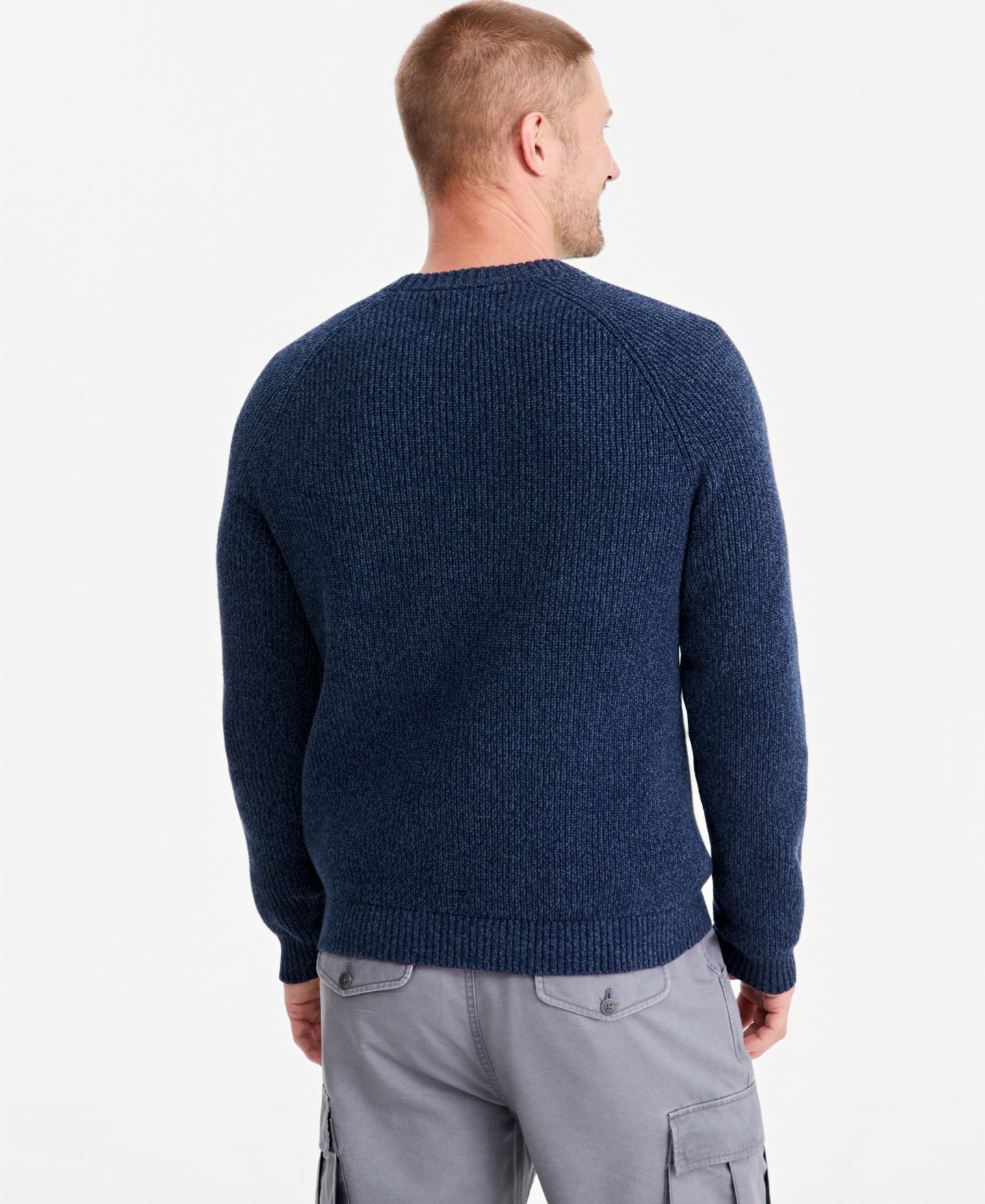 Мужской свитер Sun + Stone Luke Marled Raglan-Sleeve Crewneck, цвет: Тёмно-синий — фото 2