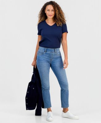 Petite High-Rise Straight-Leg Shaping Jeans