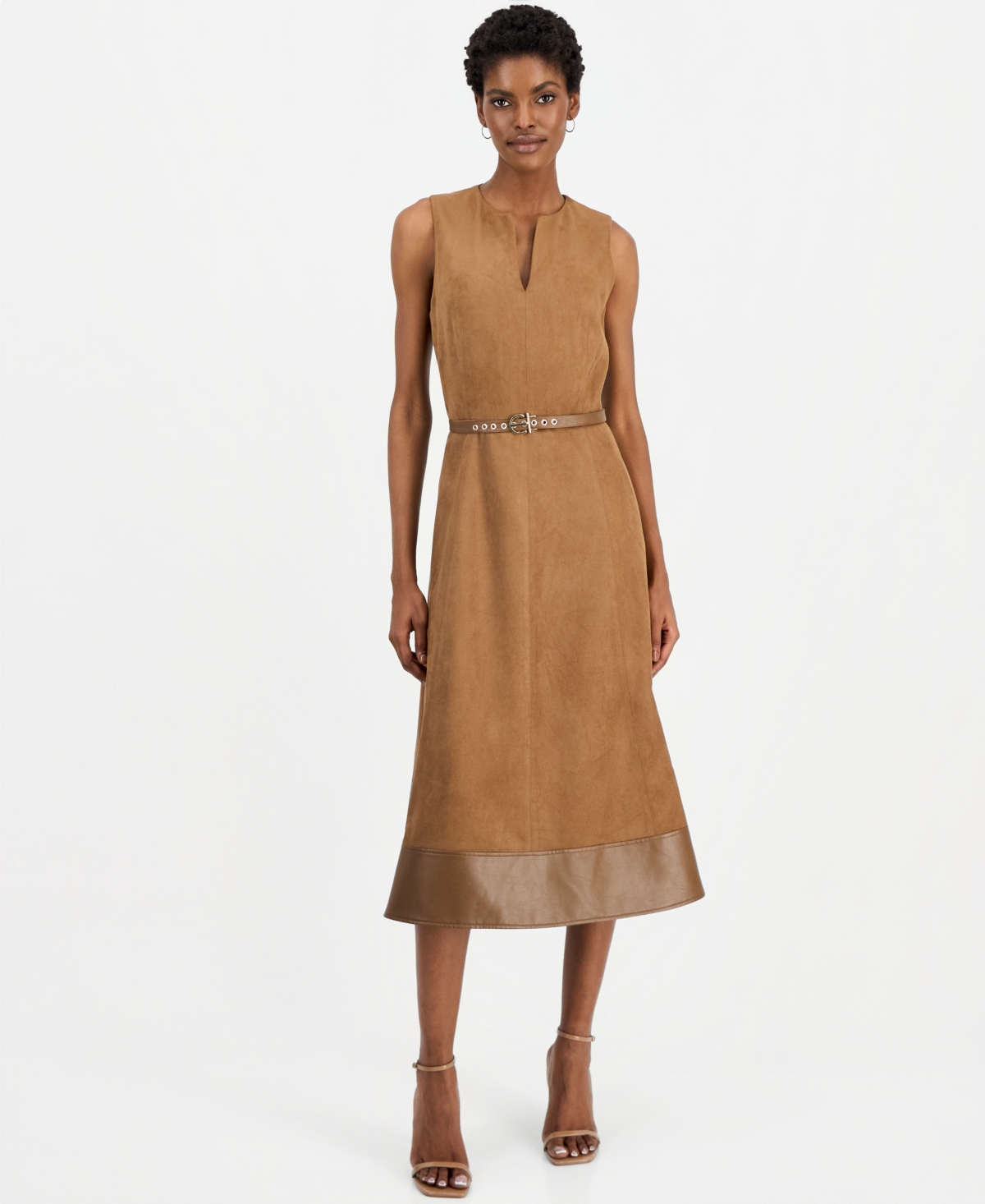 Elie Tahari Women's Paisley A-Line V-Neck Midi Dress