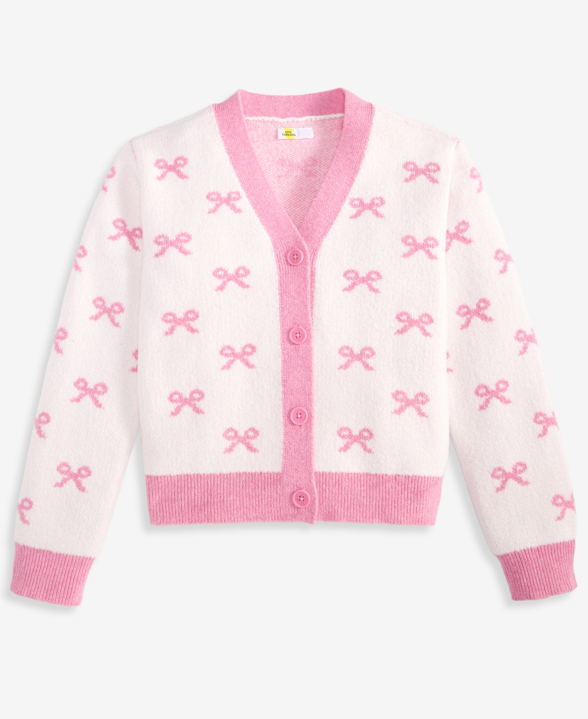 Epic Threads Girls 5-20 Bow Pattern Long-Sleeve Cardigan, Macy's Exclusive