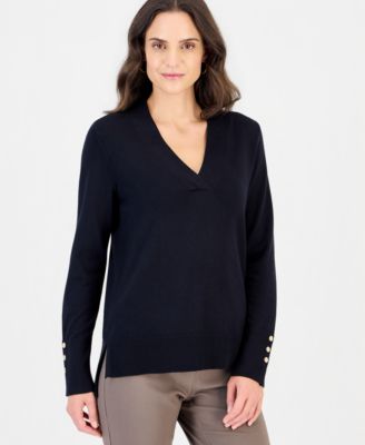 Women's High-Low Hem V-neck Sweater