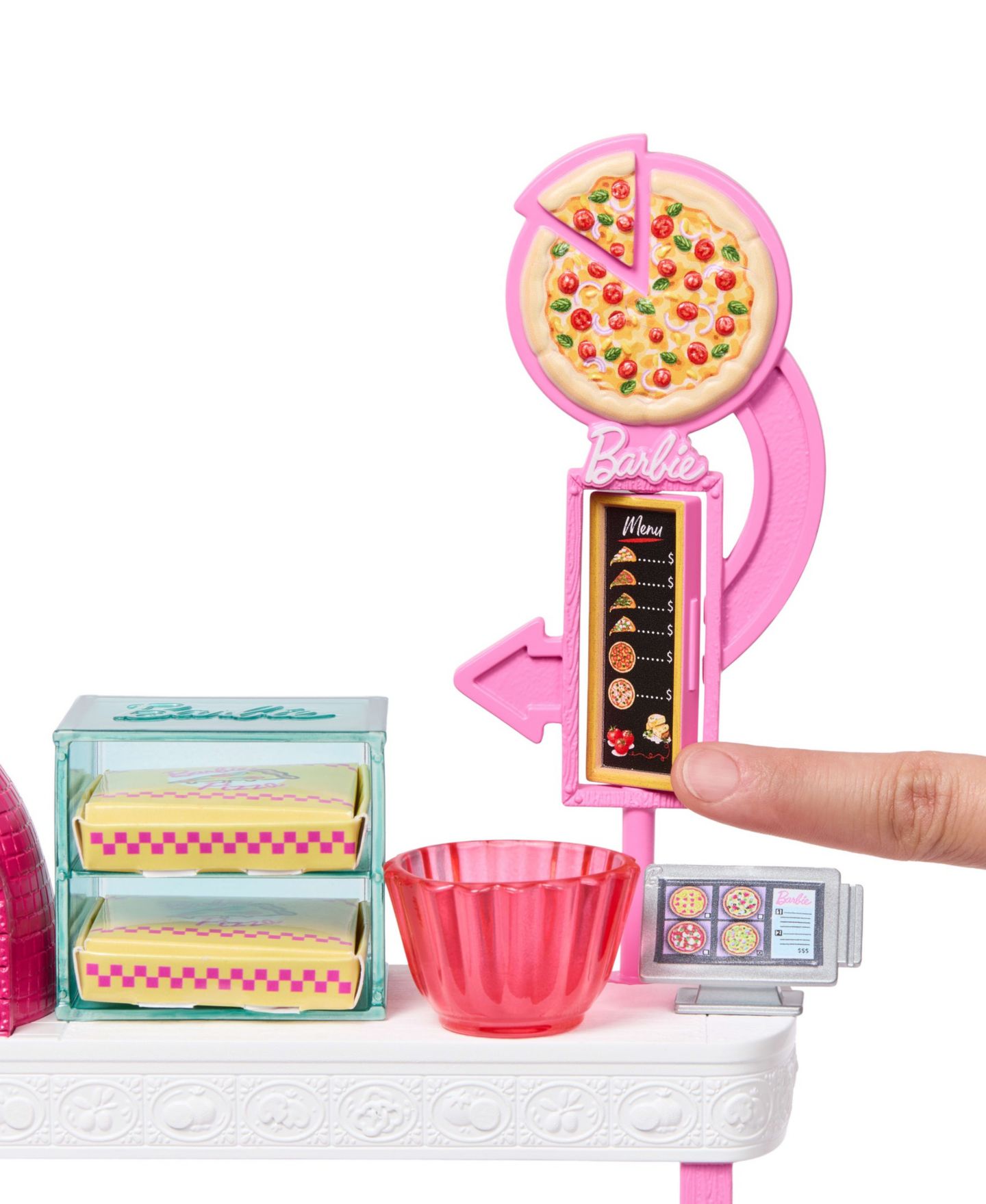 Игровой набор Barbie Pizza Shop для приготовления пиццы, 25 аксессуаров, от 3 лет — фото 3