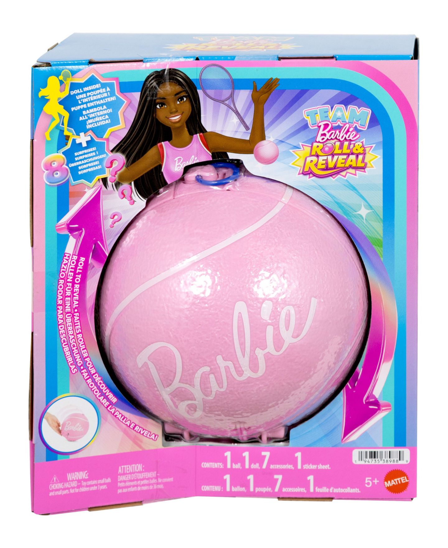 Детская кукла Barbie Roll & Reveal Tennis Player Brunette 12.75" Fashion Doll — фото 4