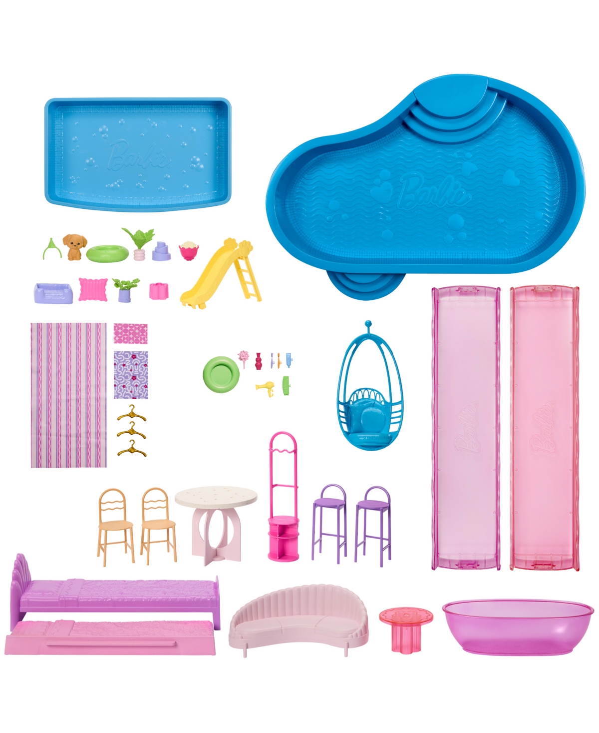 Barbie DreamHouse 3-Story Dollhouse with 2 Pools, 2 Slides, and Working Elevator, 65+ Pieces