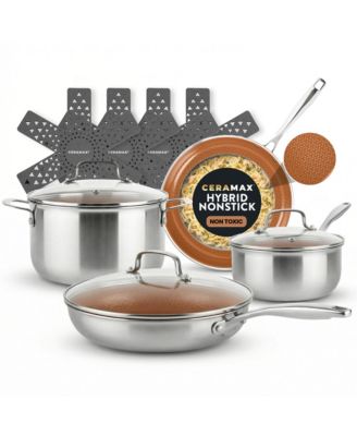CERAMAX 12-Piece Tri-Ply Micro Textured Ceramic Etched Design Nonstick Cookware Set