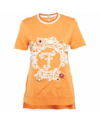 Women's Crewneck Floral-Appliqu&eacute; High-Low-Hem T-Shirt