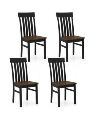 Dining Chairs Set of 4 Dining Room Chairs With Hollowed Backrests and Wood Seats