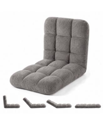 Folding Floor Chair with Back Support,5 Adjustable Position, Padded Sleeper Bed, Couch Recliner, Floor Gaming Chair for Adults