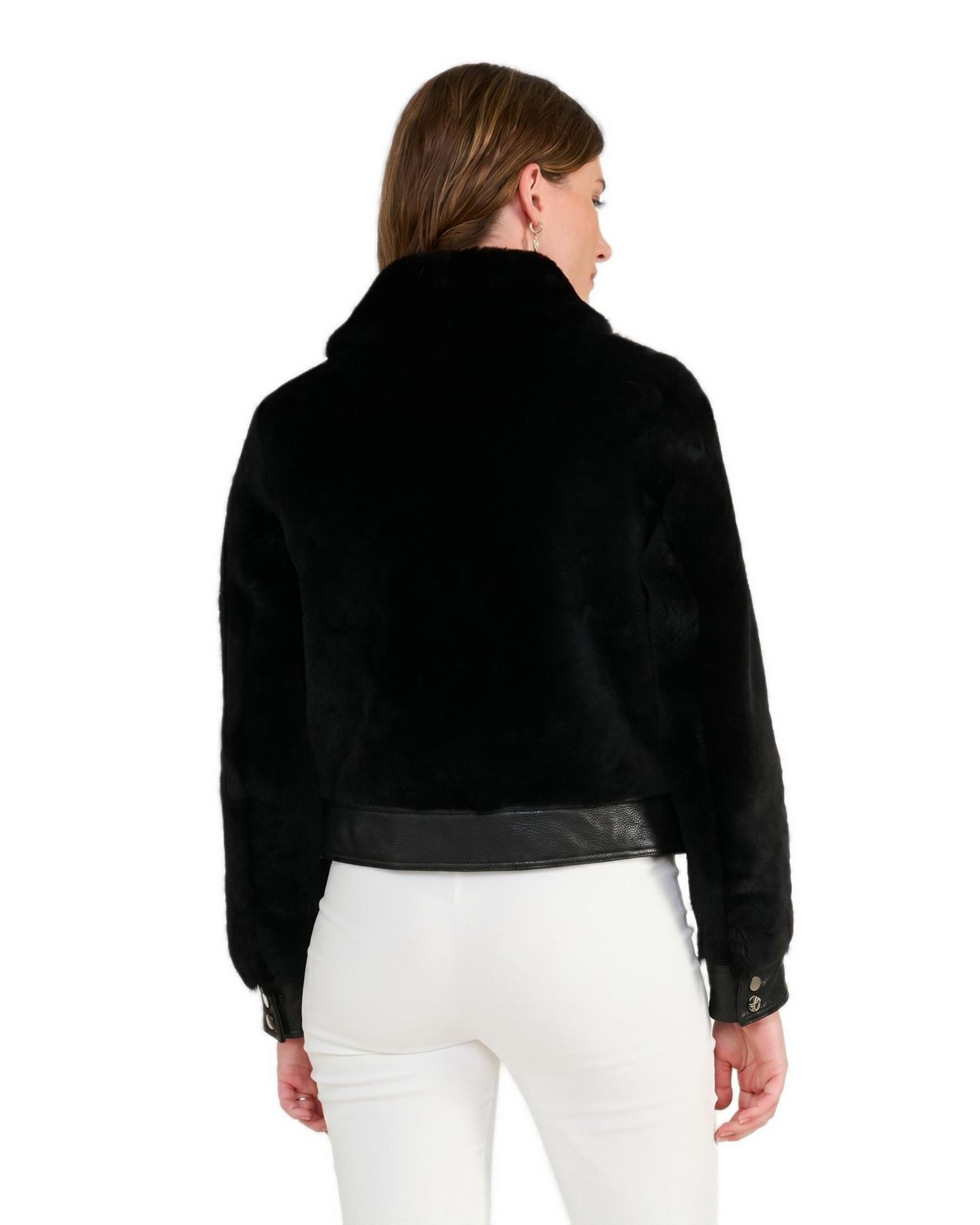 Женская куртка Furniq UK Emery Leather and Shearling, цвет: Чёрный — фото 2