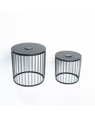 2-Pack Solar Powered Nesting Side Tables with LED Lights