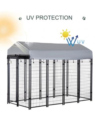 8x4x6 ft Outdoor Dog Kennel with Waterproof Roof and Welded Wire Run