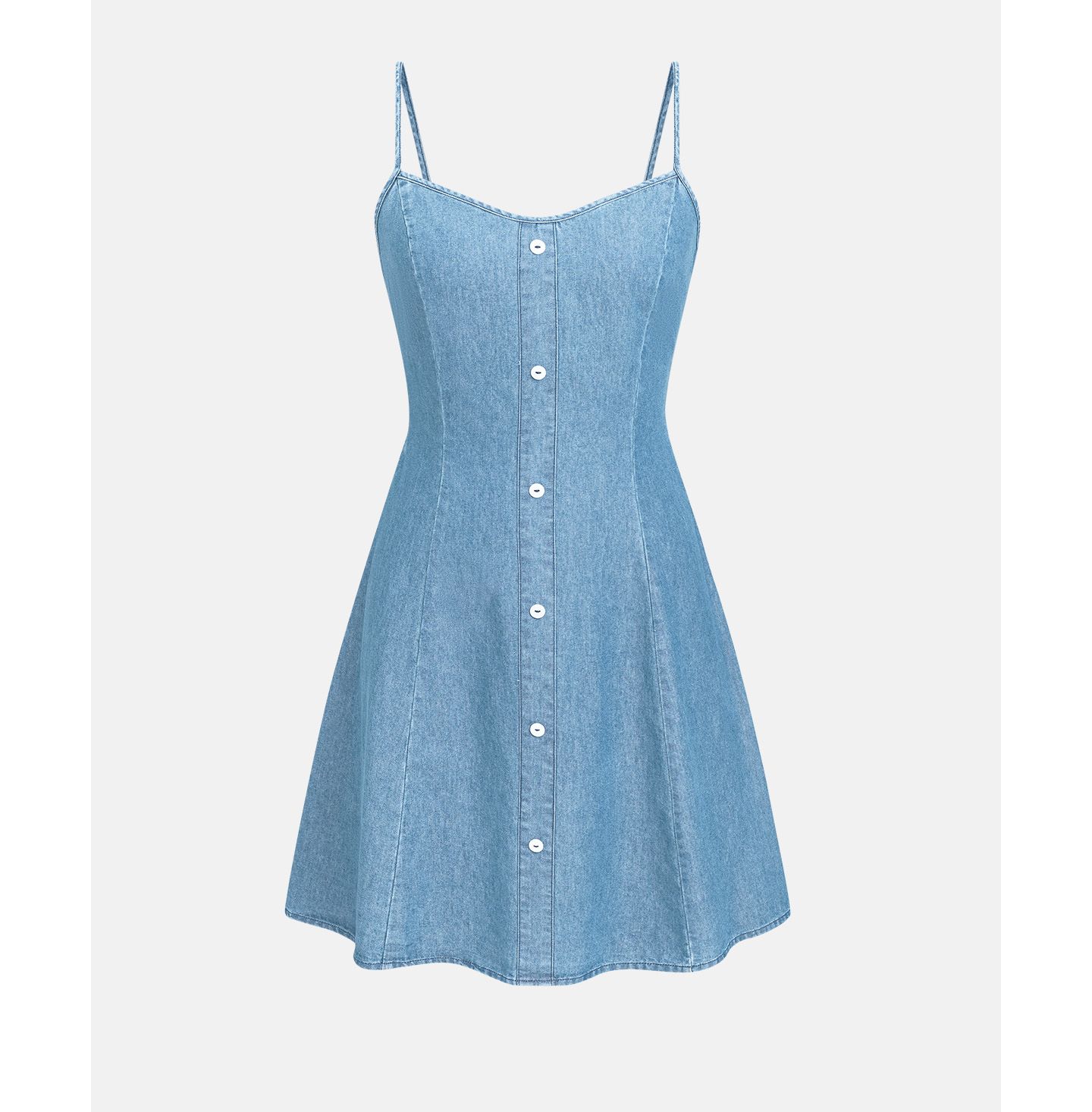 Женское платье Cupshe Morning Tide Denim A-Line Mini, цвет: Пастельный синий — фото 4
