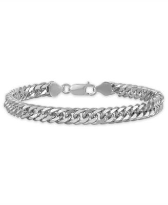Men's Triple Bevel Curb Link Bracelet in Sterling Silver