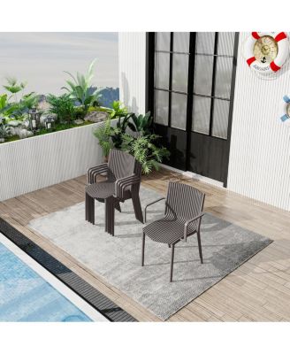 Summer 4 Pieces Modern Stackable Plastic Armchairs, Ergonomic