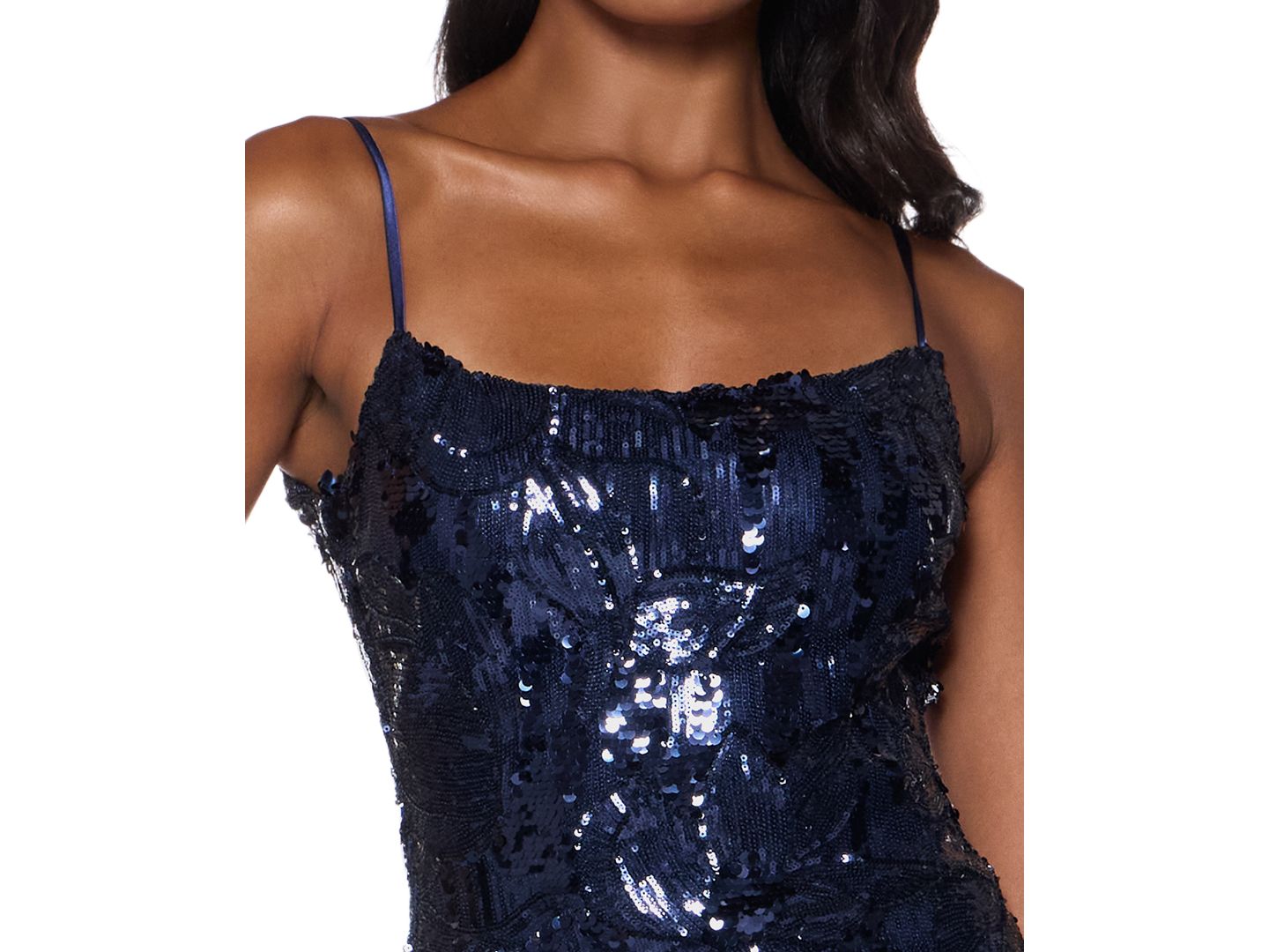 Женское платье Alex & Sophia Juniors' Floral-Sequin Scoop Neck Midi, цвет: Тёмно-синий — фото 3