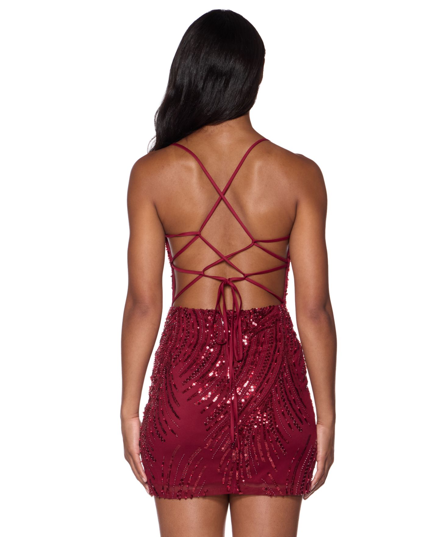 Женское платье Alex & Sophia Juniors' Sequin Scoop Neck Sleeveless Mini, цвет: Бордовый — фото 5