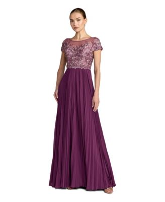 Women's Wedding Guest Floral-Embroidered Gown