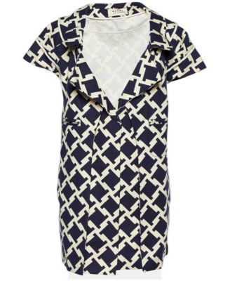 Women's Houndstooth Print Cotton Short Sleeve Coat