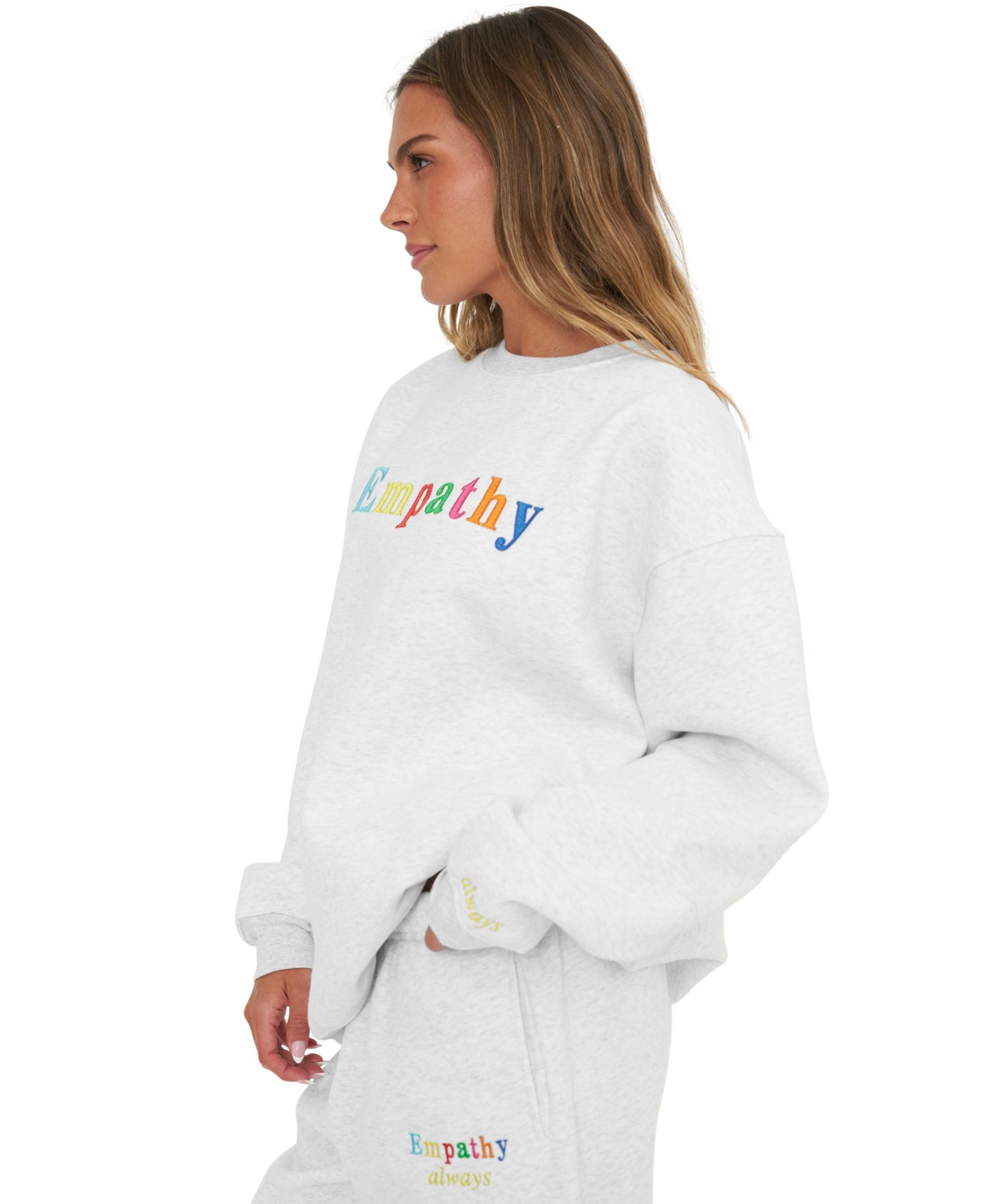 Женская толстовка Mayfair Juniors' Classic Crewneck Oversized Graphic, цвет: Меланжевый серый — фото 2