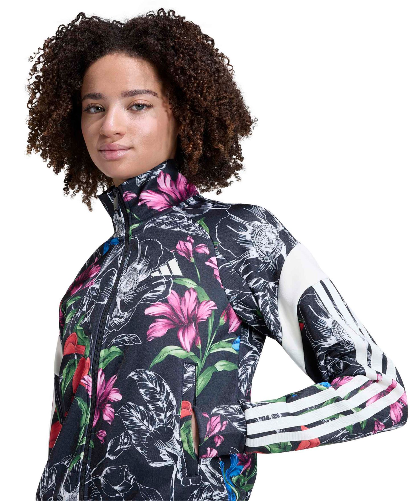 Женская куртка adidas Farm Tiro TT Floral Slim-Fit, цвет: Чёрный — фото 2