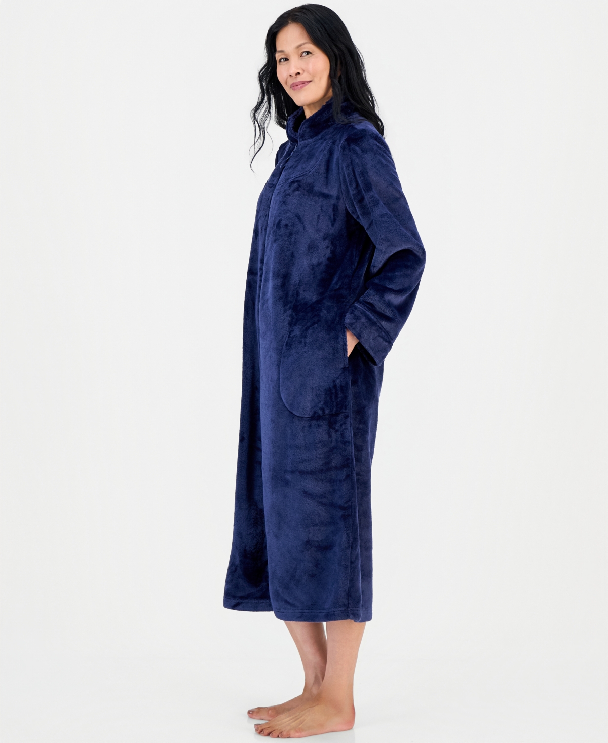 Charter Club Women's Long Plush Zip-Front Robe, Created for Macy's