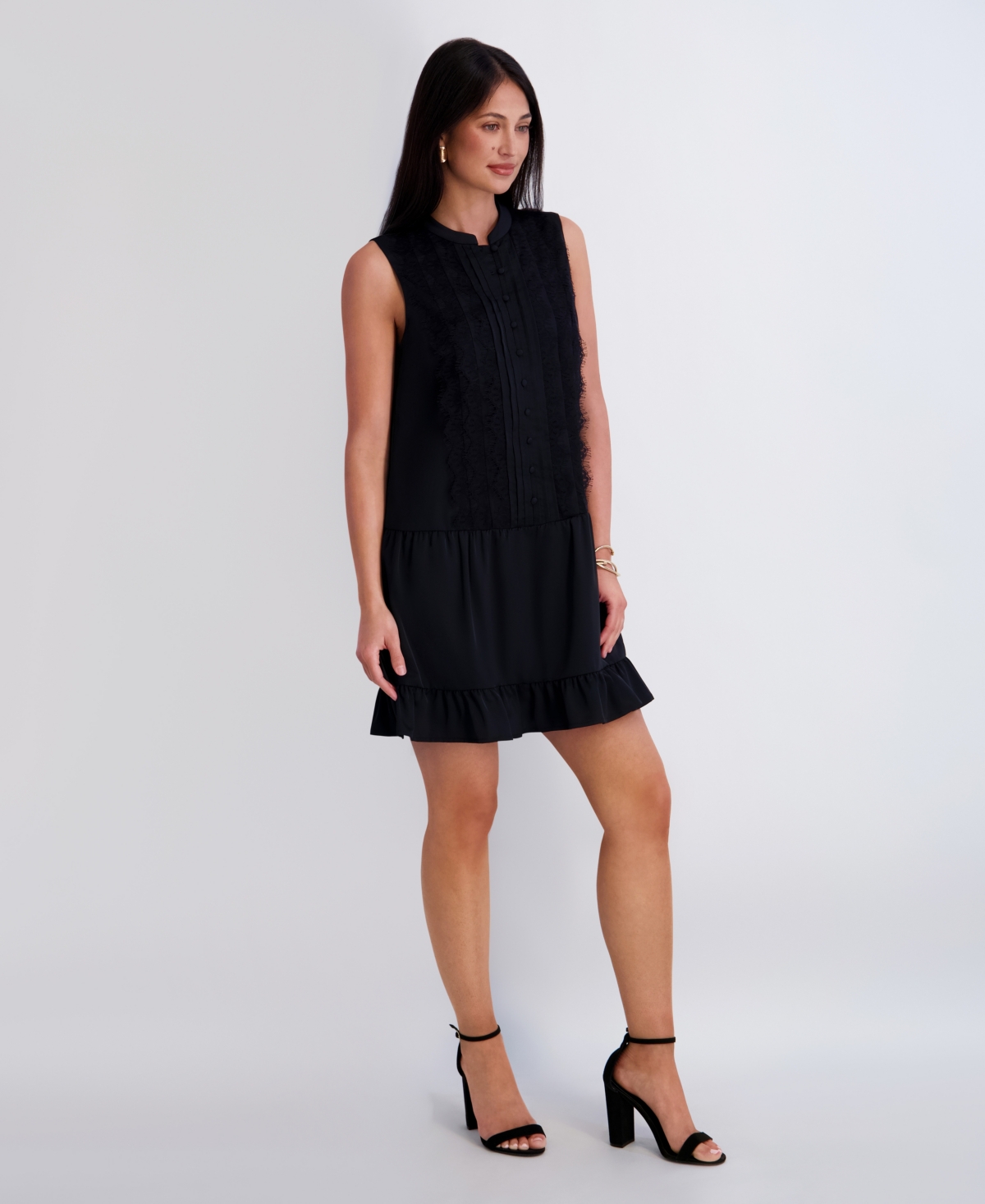 Kensie Women's Pintuck Pleated Drop-Waist Mini Shift Dress