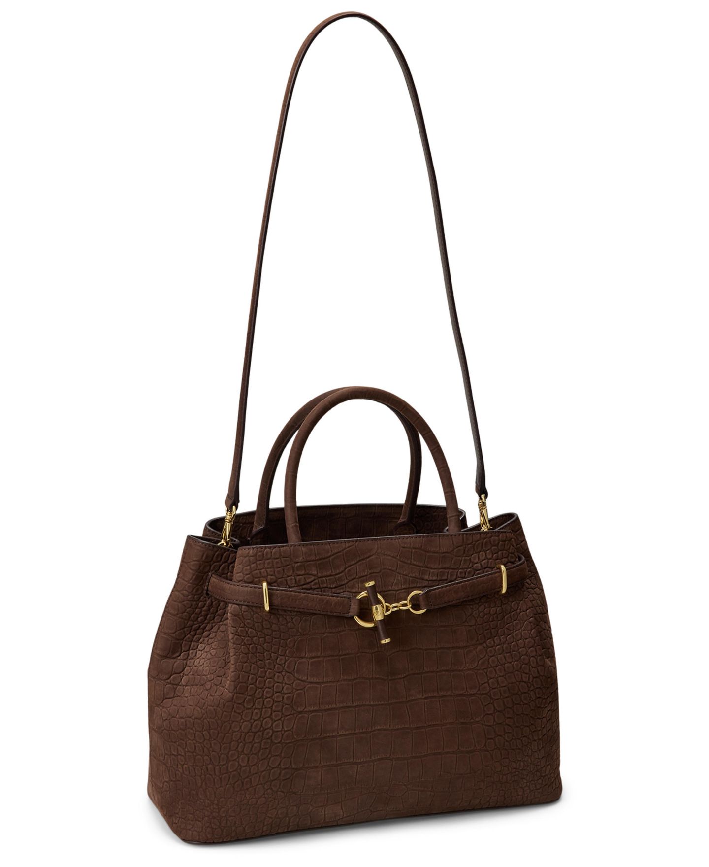 Женская сумка Lauren Ralph Lauren Embossed Nubuck Large Blaike Satchel, цвет: Каштановый коричневый — фото 5