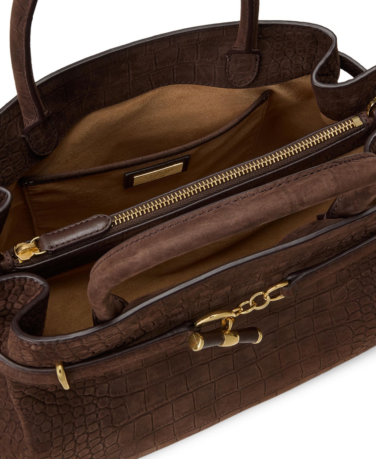 Женская сумка Lauren Ralph Lauren Embossed Nubuck Large Blaike Satchel, цвет: Каштановый коричневый — фото 6