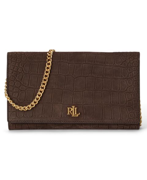 Женский кошелёк Lauren Ralph Lauren Crocodile-Embossed Medium Adair II Leather Crossbody Wallet, цвет: Каштановый коричневый