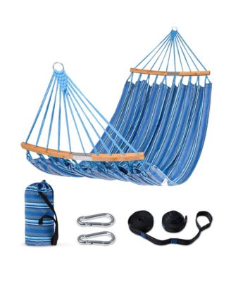 Double Hammock With Spreader Bar Portable Outdoor Camping Swing With Tree Straps 450lbs Capacity