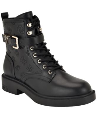 Women's Fellini Buckle Strap Lace-Up Combat Booties