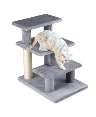 2-in-1 Cat Tree Tower Pet Steps With Scratching Posts Hanging Toy Ball Perch