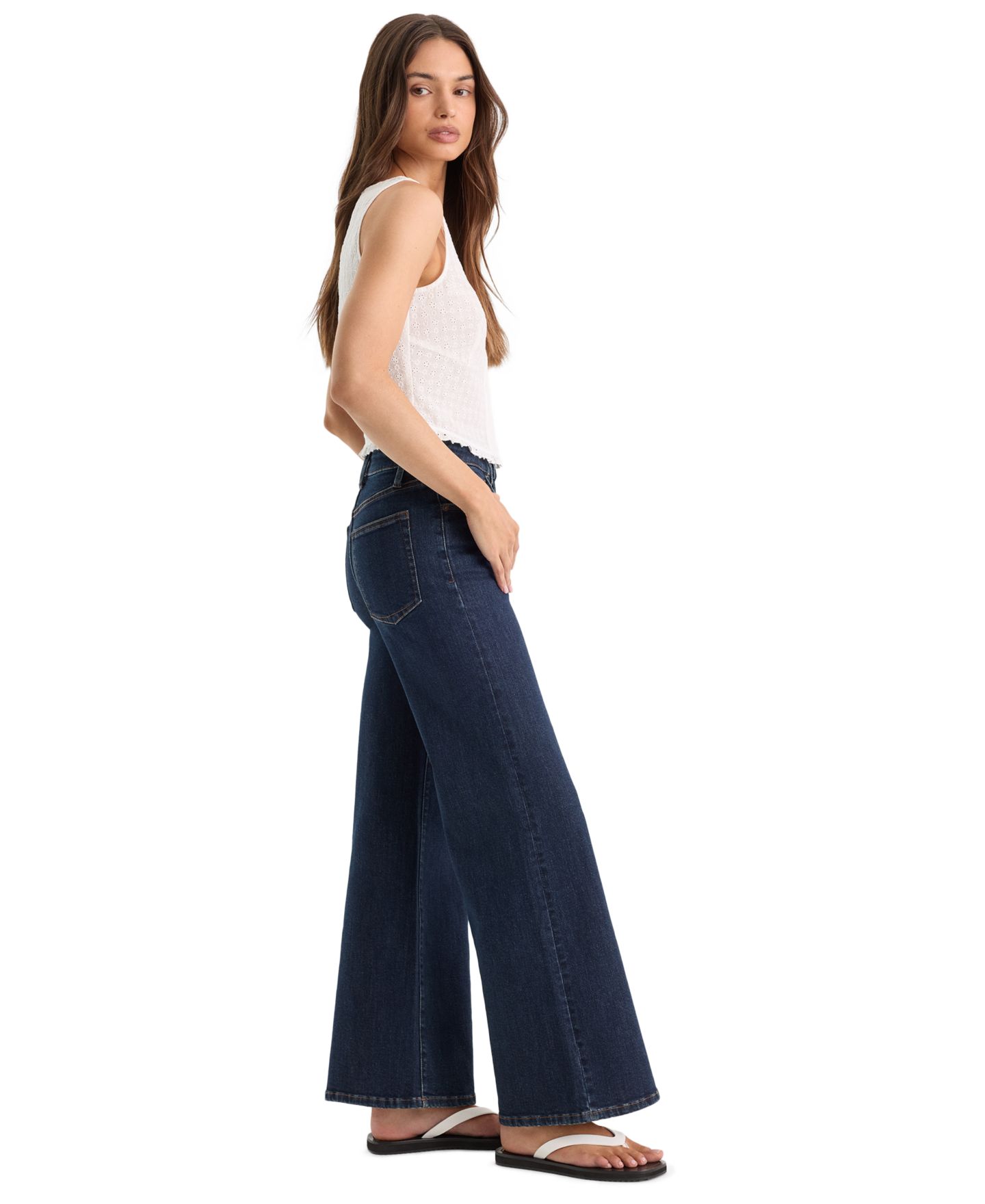 Женские джинсы Good American Good Waist Palazzo Ankle High-Waisted Wide-Leg, цвет: Синий — фото 3