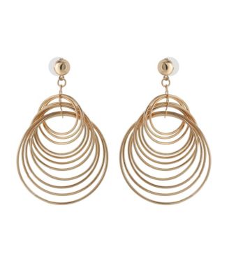 Multi Hoop Drop Earrings Yellow Gold-Tone, Statement Hoops