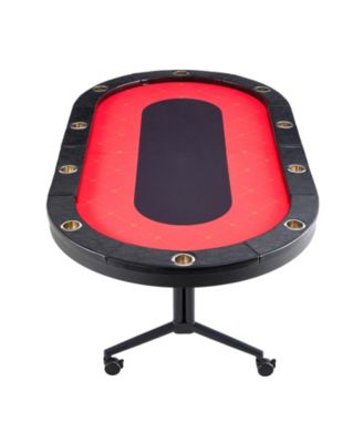 10-Player Foldable Poker Table, 90 inch Oval Casino Table with Padded Rails and Cup Holders