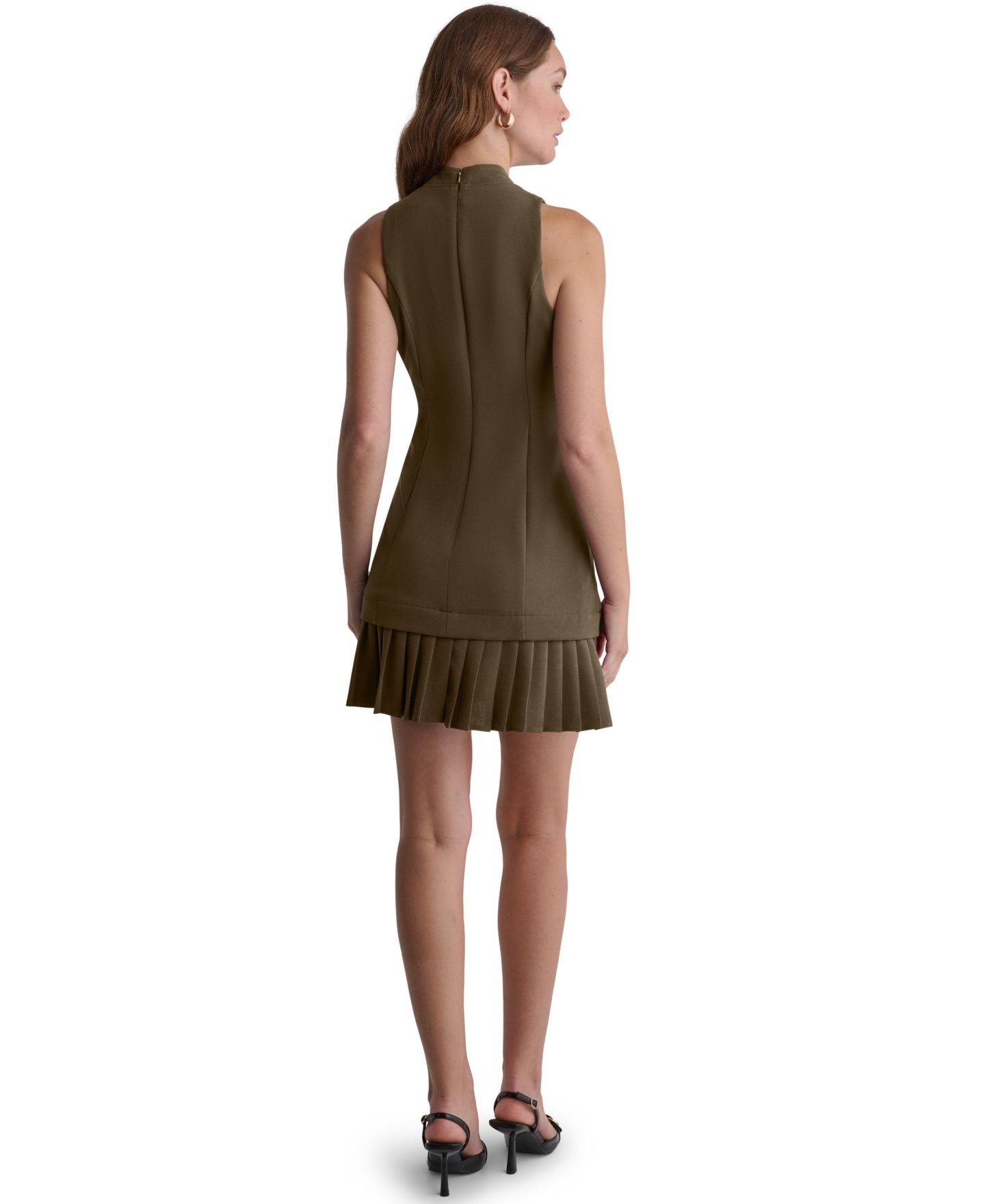Женское платье BCBG Mock Neck Sleeveless Pleated-Hem, цвет: Бронзовый — фото 5