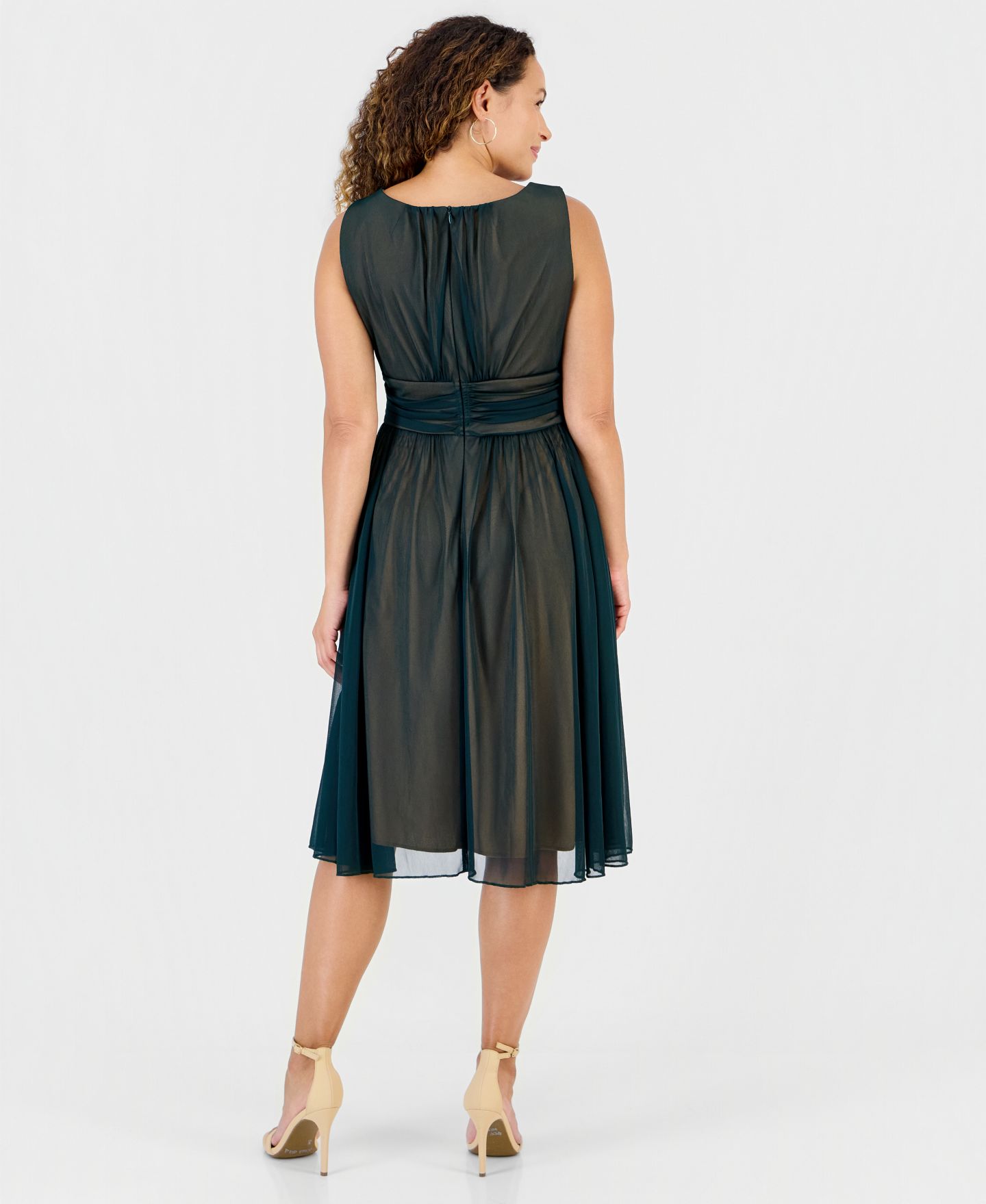Женское платье Connected Petite Sleeveless Chiffon, цвет: Тёмно-зелёный золотой — фото 5