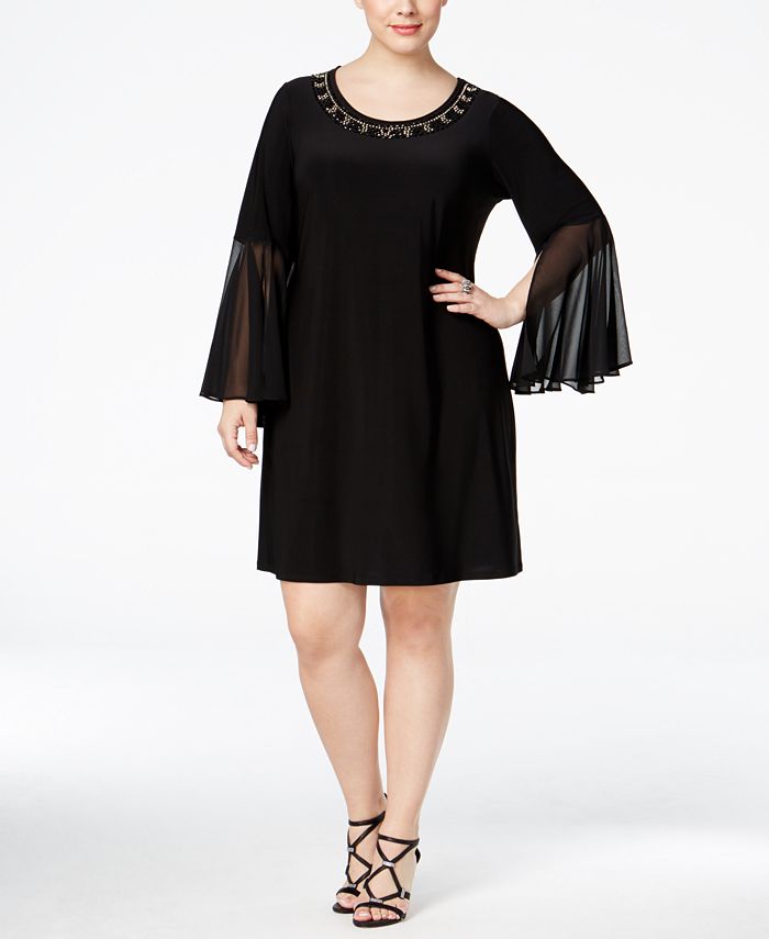 Msk Plus Size Embellished Illusion Bell Sleeve Dress Macys 4909