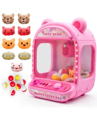 CM1 Claw Machine Toy, Mini Arcade Prize Grabber Game for Kids Ages 3+ with LED Lights, Music, Joystick Control & Plush Toys Included