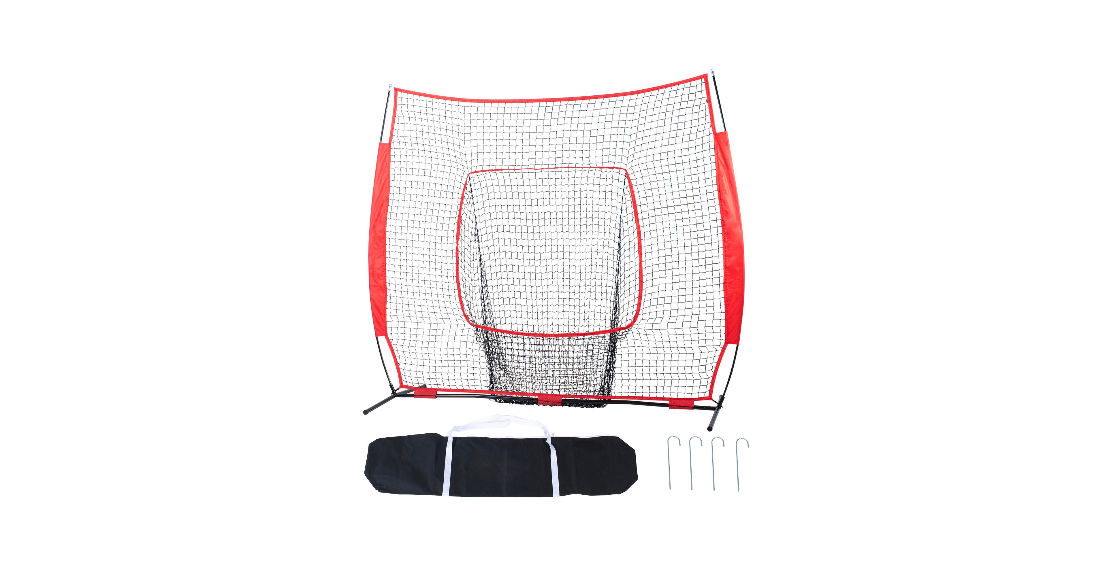 Sevorley 7x7 ft Baseball and Softball Practice Net with Bow Frame, Strike Zone and Carry Bag