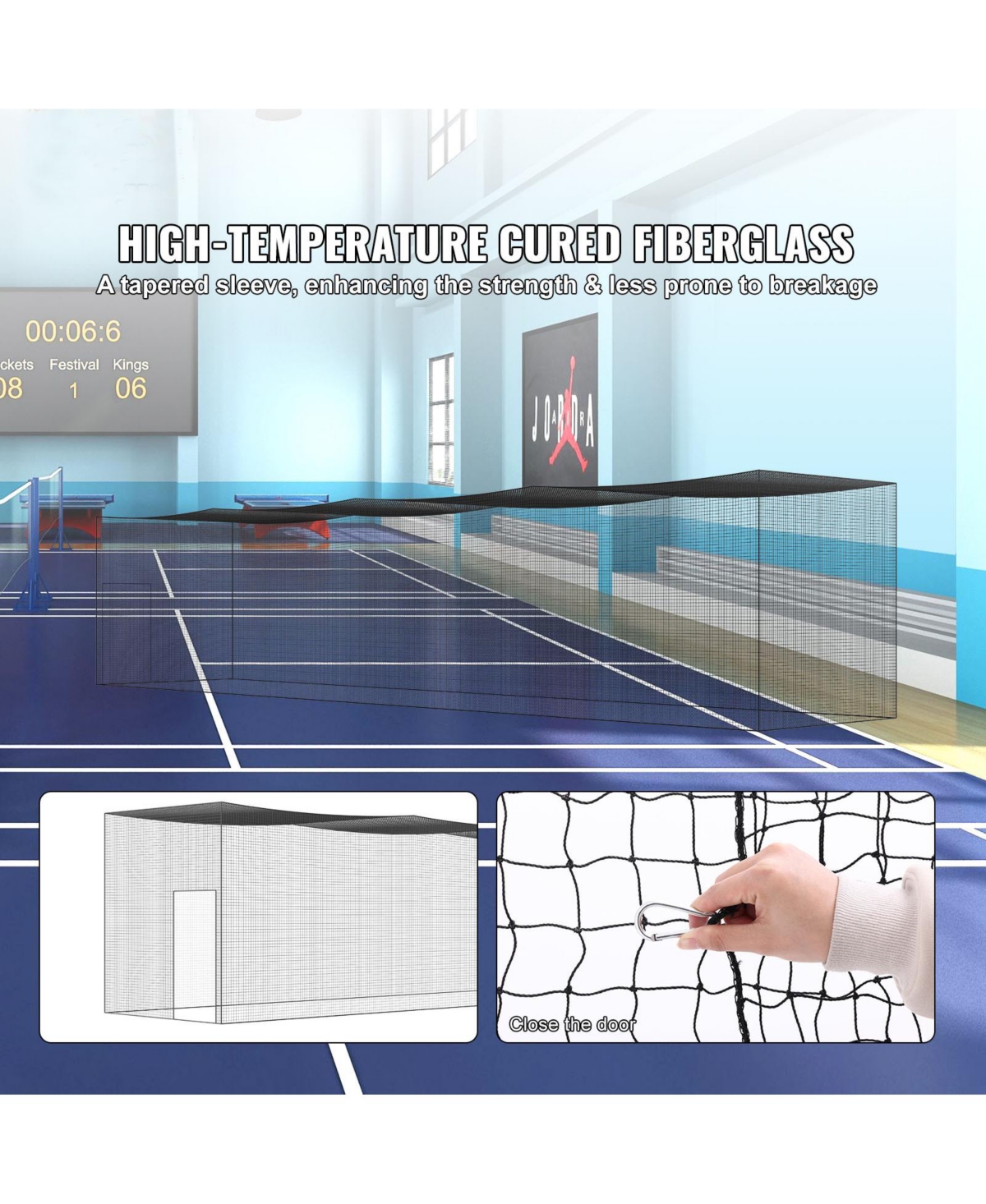 Sevorley Baseball Batting Cage Net, 55 feet Enclosed Pe Netting with Door and Carry Bag (Net Only